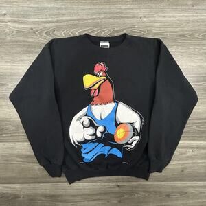 Vintage 90s Foghorn Leghorn Sweatshirt Mens Large Looney Tunes Basketball RARE